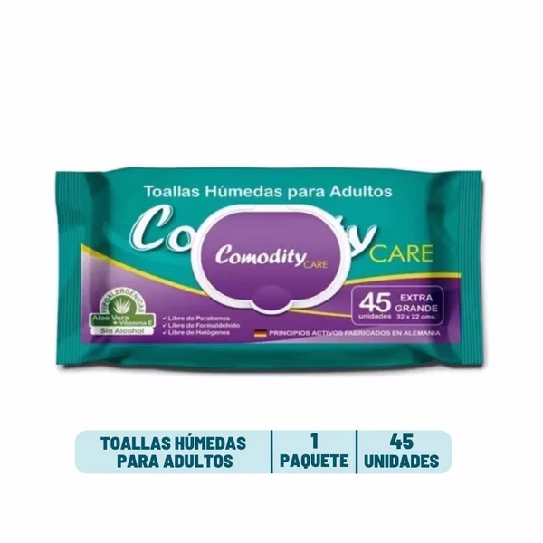 HICG0004 Toallitas húmedas – 1 paquete ( 45 unid ) - Paquete – Comodity Care - Imagen 1