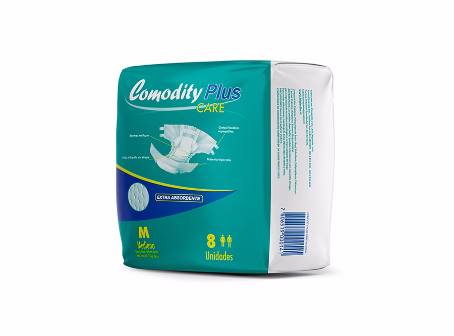 HIIU0006 Pañal adulto Comodity Plus– M cintura hasta 124 cm – 1 paquete ( 8 unid ) - Paquete – Comodity Plus - Imagen 1