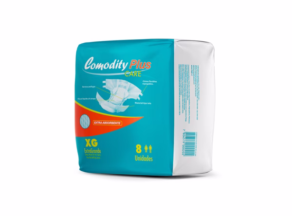 Pañal adulto Comodity Plus – XG cintura hasta 164 cm – 1 paquete ( 8 unid ) - Paquete – Comodity Plus - Imagen 1