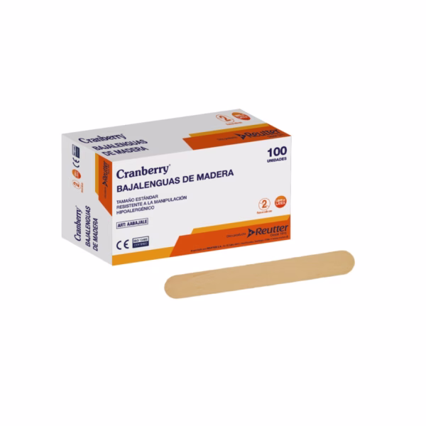 Baja lengua de madera – 100 unid - Caja – Cranberry - Imagen 1