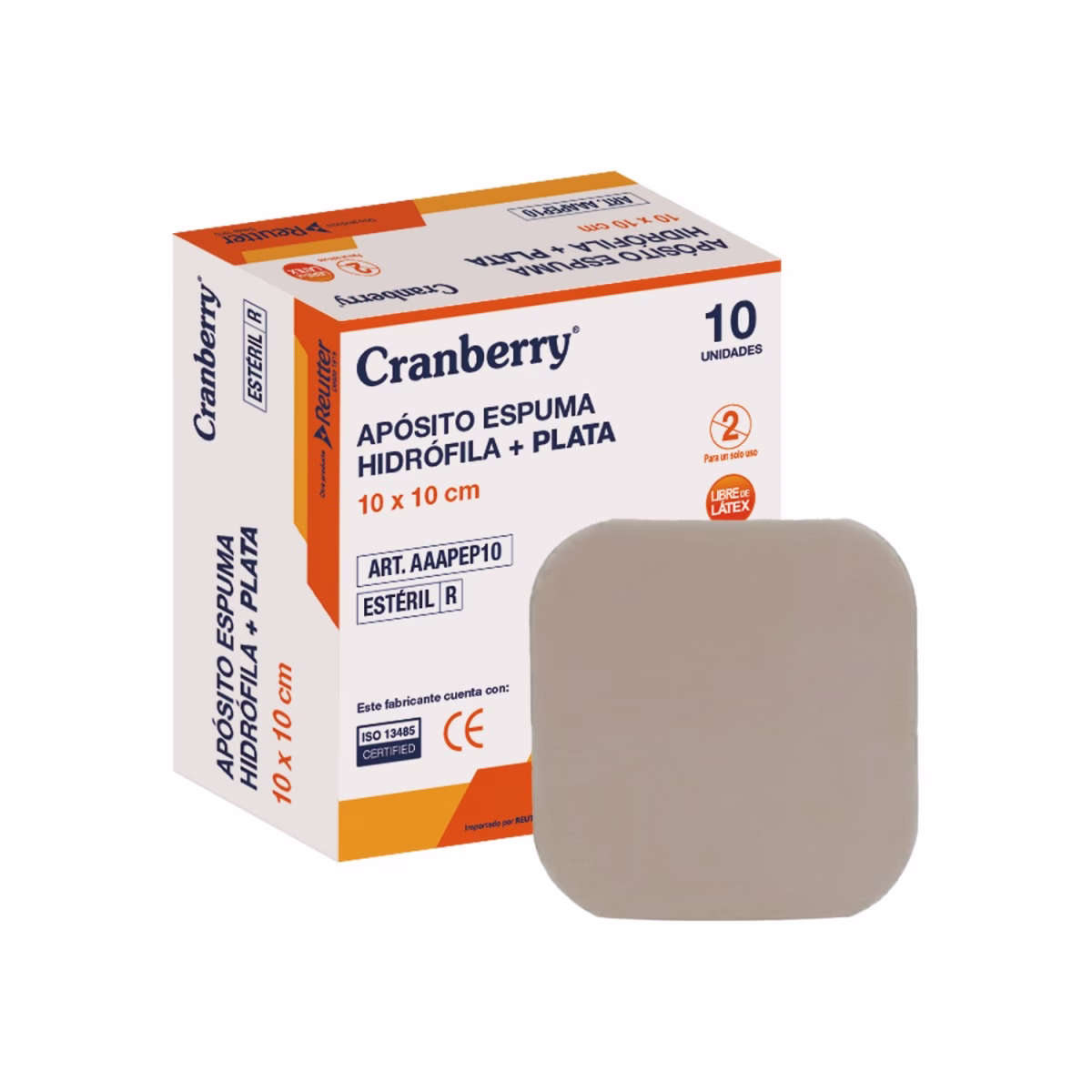 REHE0013 Apósito de espuma Hidrófila + Plata 10 X 10 cm – Caja x 10 unid - Caja – Cranberry - Imagen 1