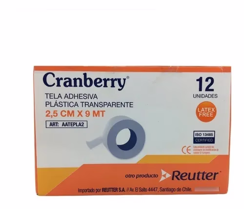 REHE0030 Tela adhesiva plastica transparente 2,5 cm X 9 mt – 1 caja (12 unid ) - Caja – Cranberry - Imagen 1