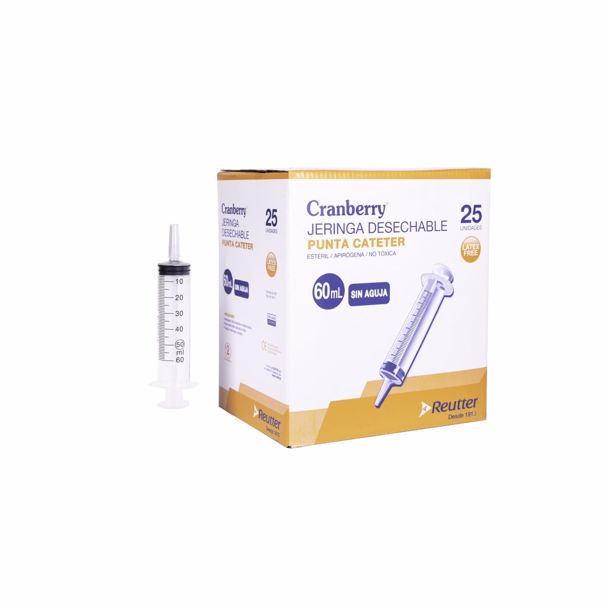 REIN0010 Jeringa 60 cc punta cateter – 1 caja ( 25 unid ) - Caja – Cranberry - Imagen 1