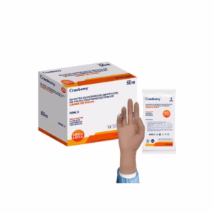 Guante quirúrjico estéril libre de latex y libre de polvo 6,5 – 1 Caja ( 50 pares ) - Caja – Cranberry