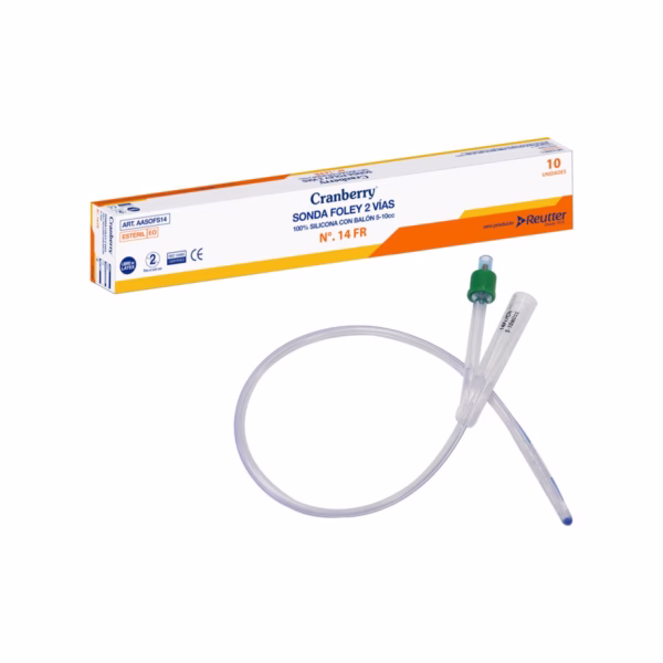Sonda Folley 2 vias siliconada 14 Fr – 1 unid - Unidad – Cranberry - Imagen 1